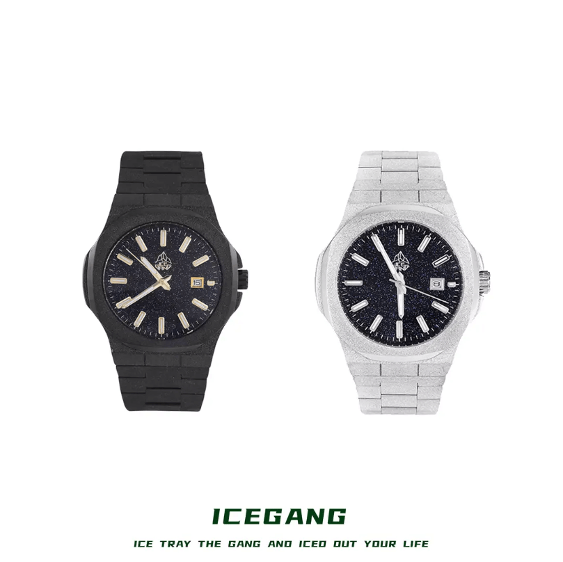 ICEGANG original stardust series Nautilus frosted gold starry sky watch - icegang.us