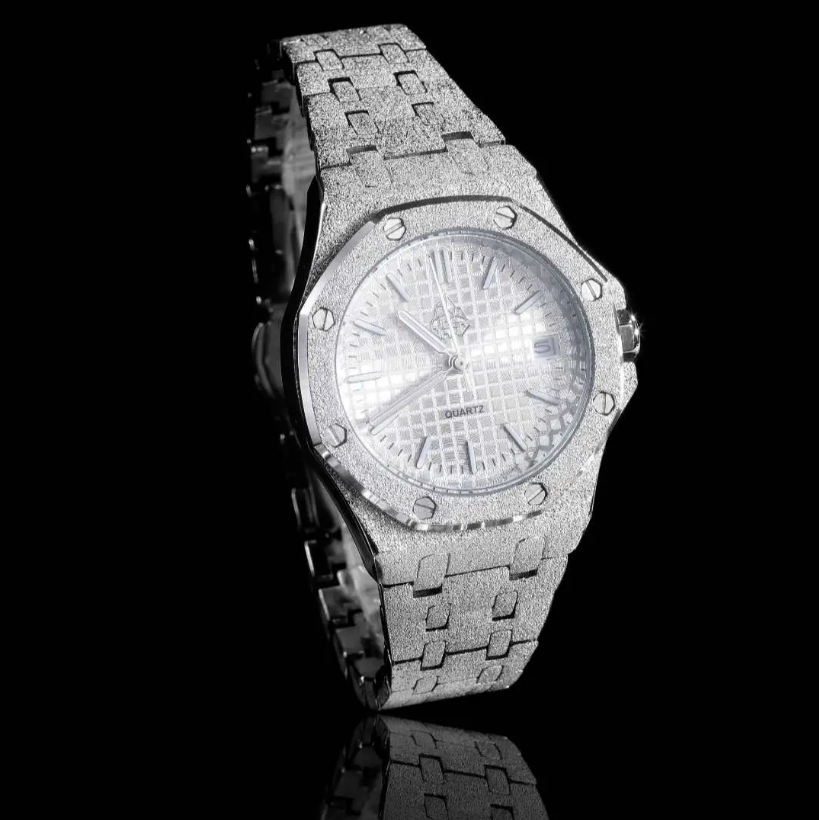 ICEGANG original waffle series moonlight white frosted gold watch