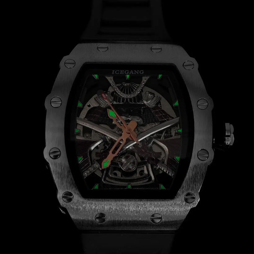 ICEGANG Chaos Warrior Silver Swordsman Mechanical Watch Unisex Automatic Movement Niche Barrel Watch Personality