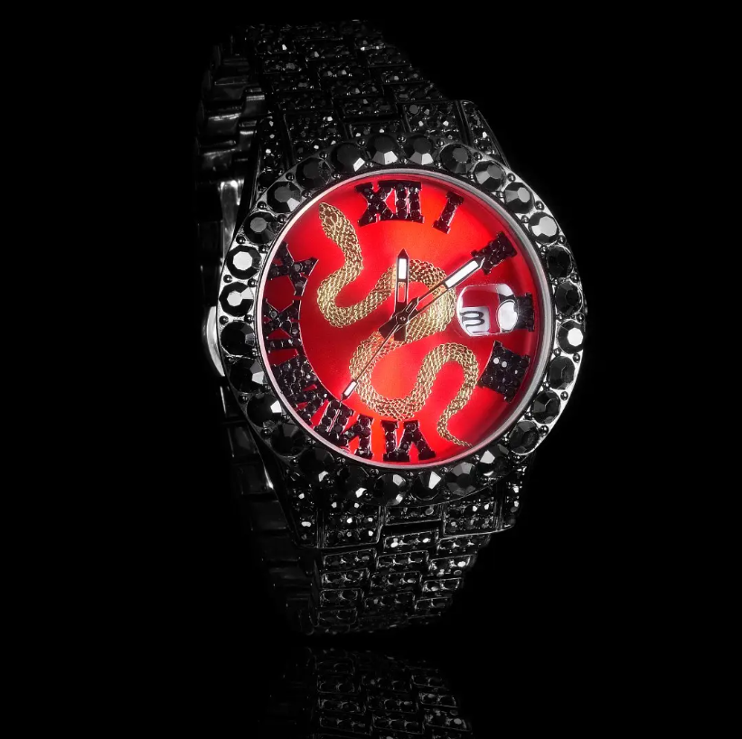 ICEGANG White and Red Snake Series Roman Diamond Watch Hiphop Trend Men and Women Couple Watch