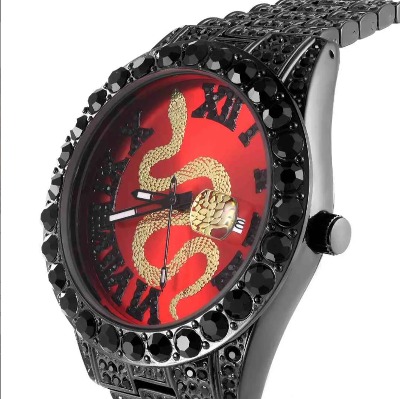 ICEGANG White and Red Snake Series Roman Diamond Watch Hiphop Trend Men and Women Couple Watch