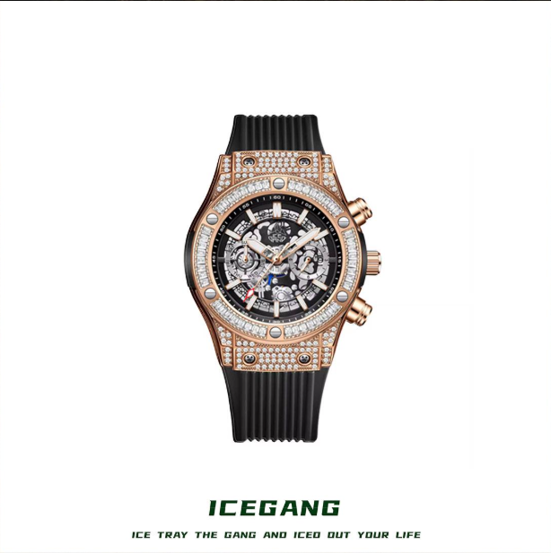 ICEGANG Star Series Mechanical Three-Eye Moissanite Couples Multi-Function Fashion Watch
