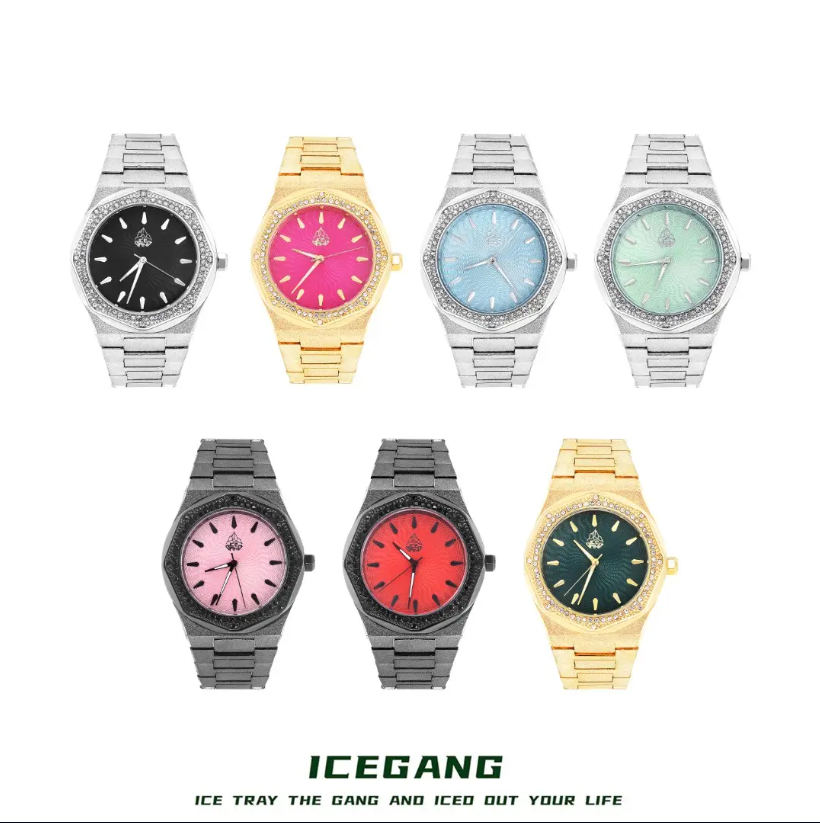 ICEGANG Sun God Series Frosted Gold Full Diamond Watch