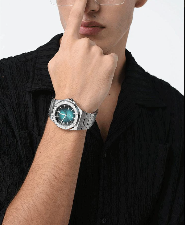 ICEGANG original stardust series gradient pink waffle matte frost gold watch small dial unisex