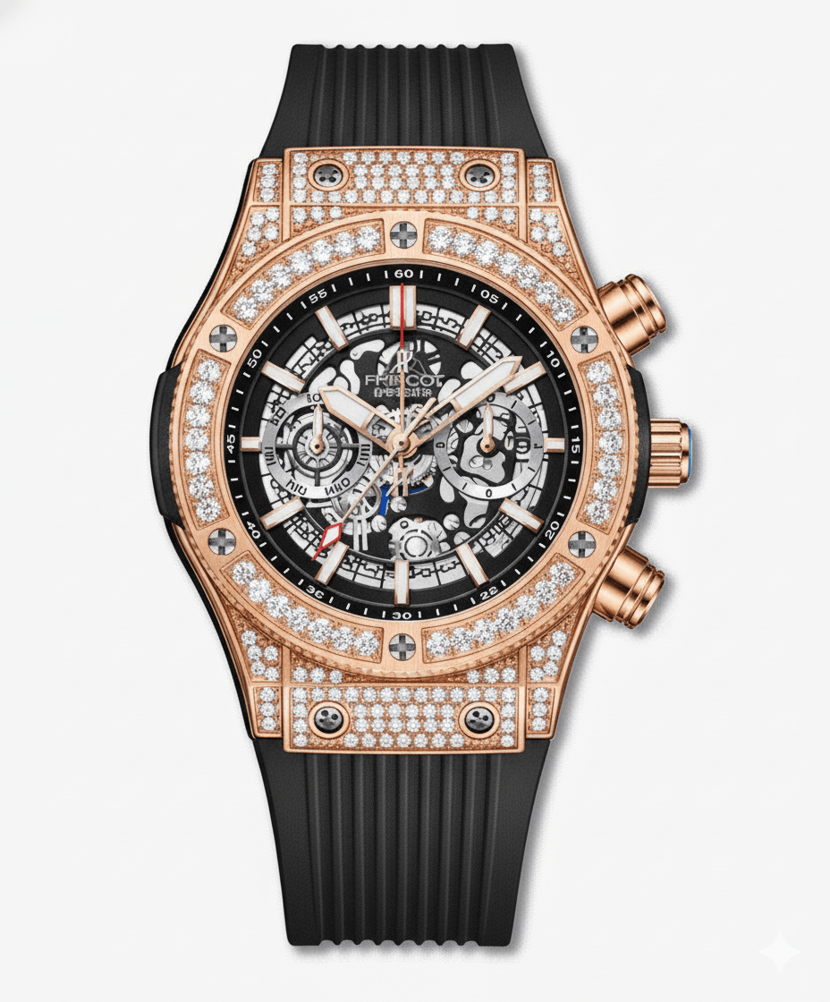 ICEGANG Star Series Mechanical Three - Eye Moissanite Couples Multi - Function Fashion Watch - icegang.us