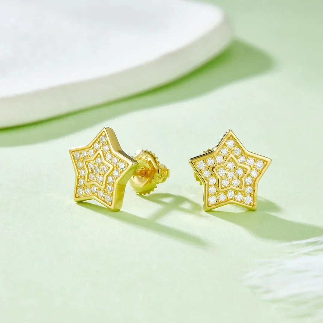 Men's Moissanite Star Earrings - icegang.us