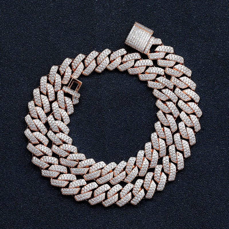 Men's Gold Moissanite Strong Prong Cuban Link Chain - icegang.us