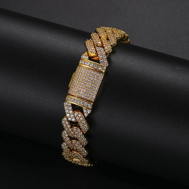 Men's Gold Moissanite Miami Cuban Link Bracelet - icegang.us