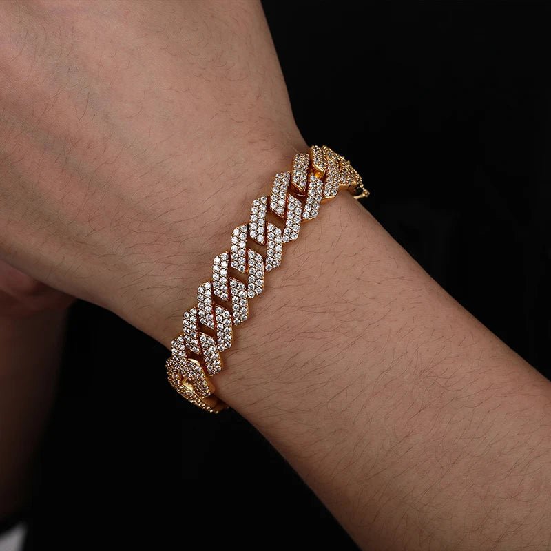 Men's Gold Moissanite Miami Cuban Link Bracelet - icegang.us