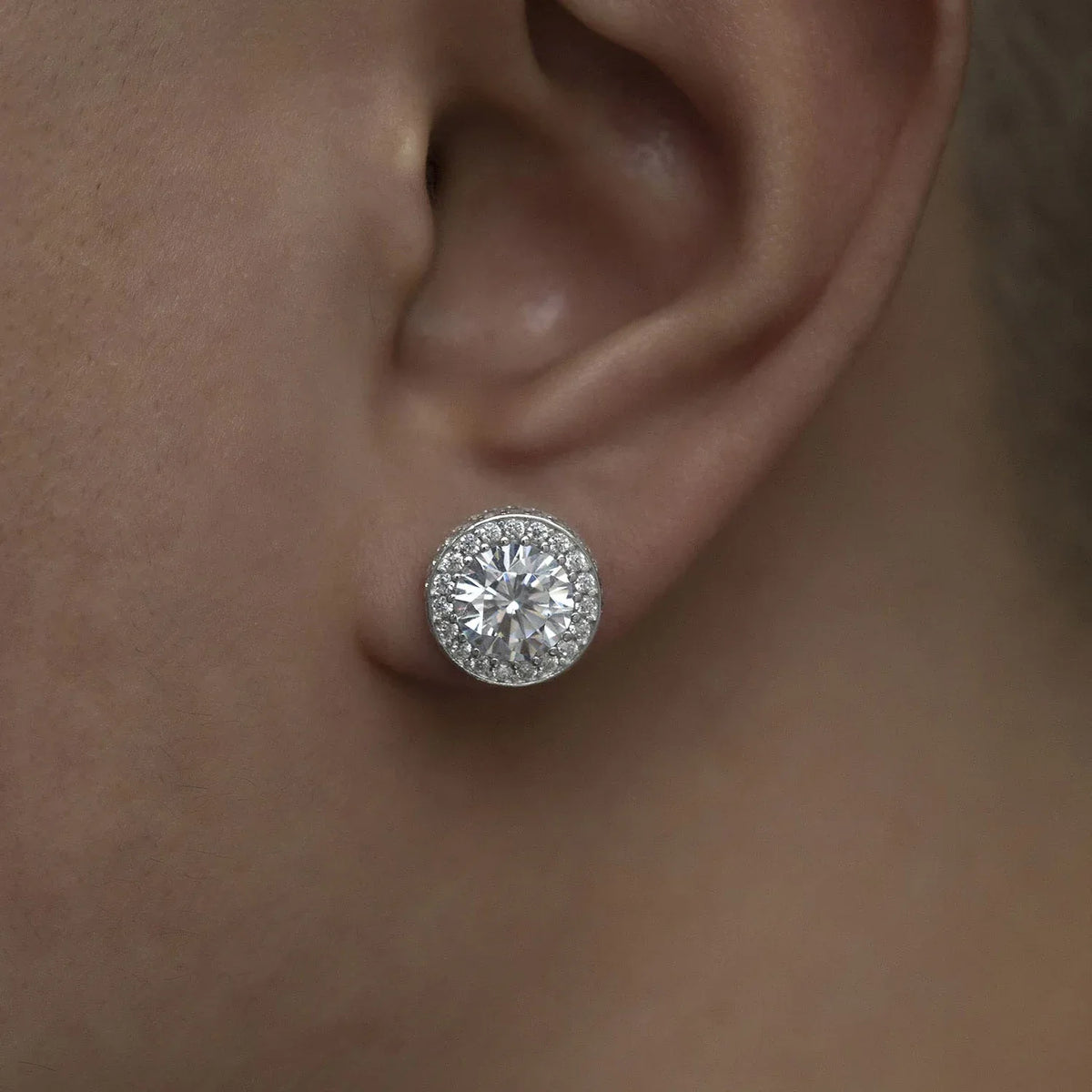Men's Moissanite Halo Stud Earrings - icegang.us