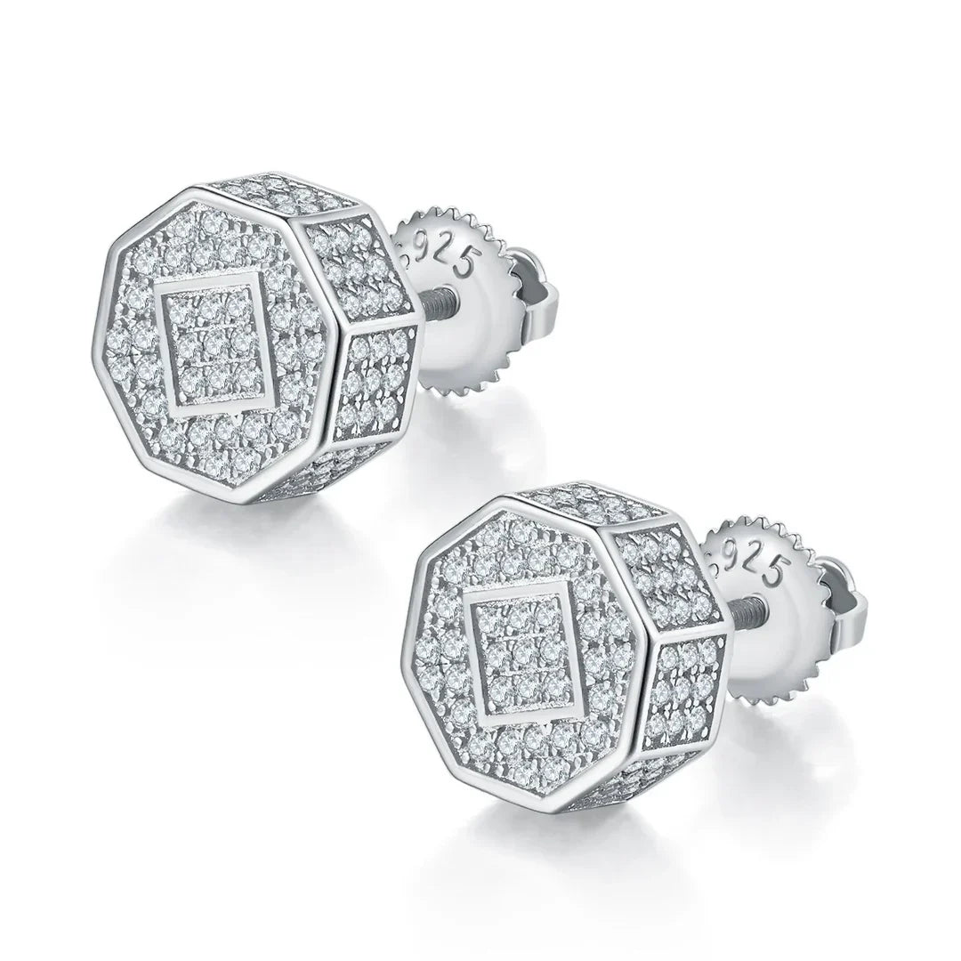 Men's Silver Moissanite Stud Earrings - icegang.us