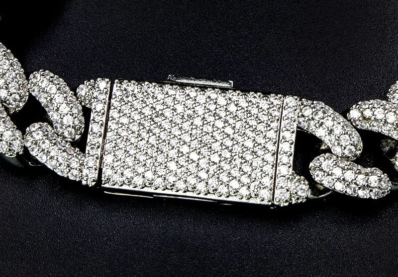 Men's White Gold Moissanite Cuban Link Bracelet - icegang.us