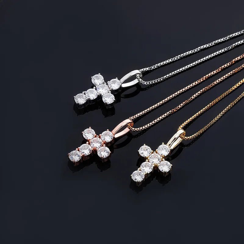 Men's Moissanite d Mini Cross Pendant Chain - icegang.us