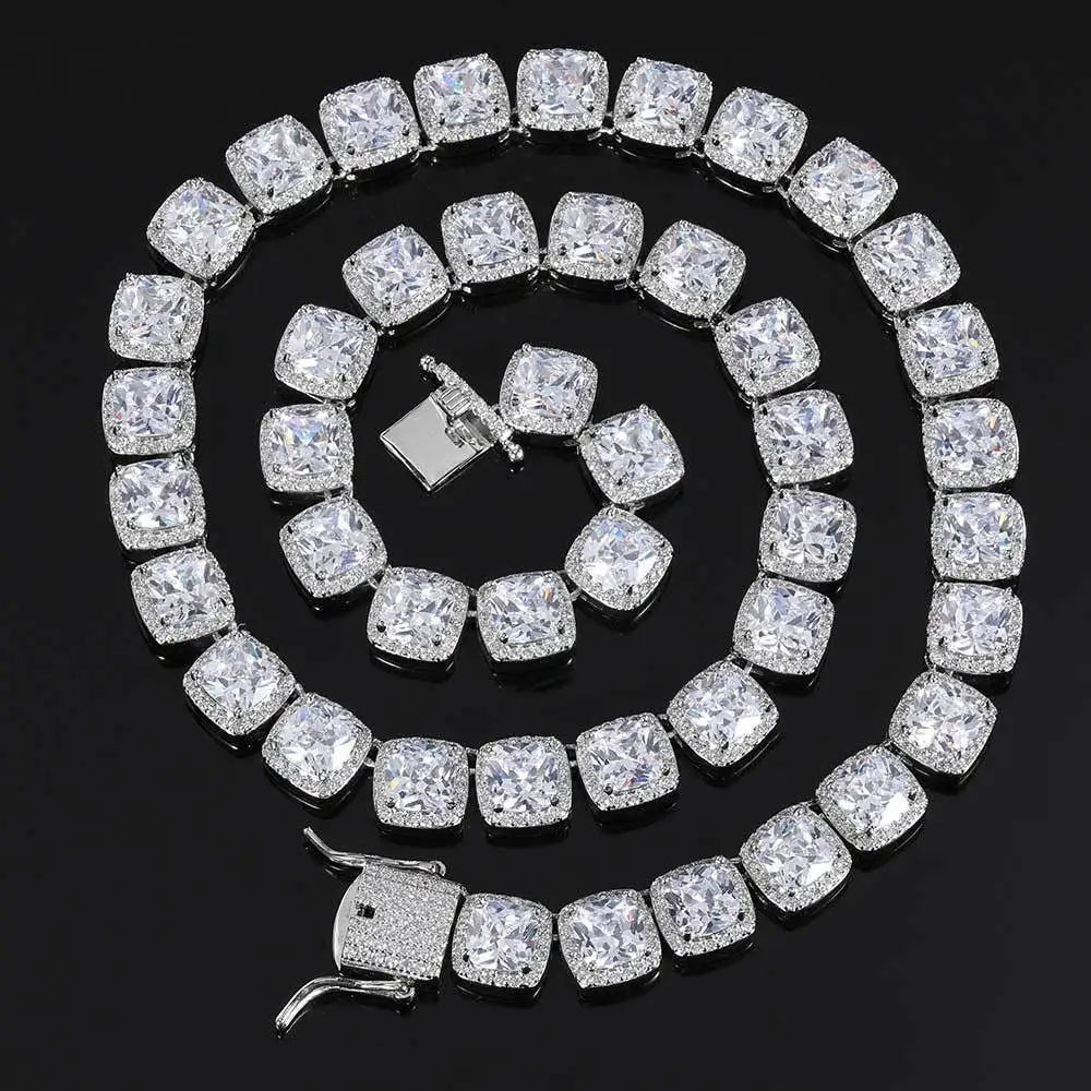 Men's Moissanite Square Clustered Tennis Chain - icegang.us