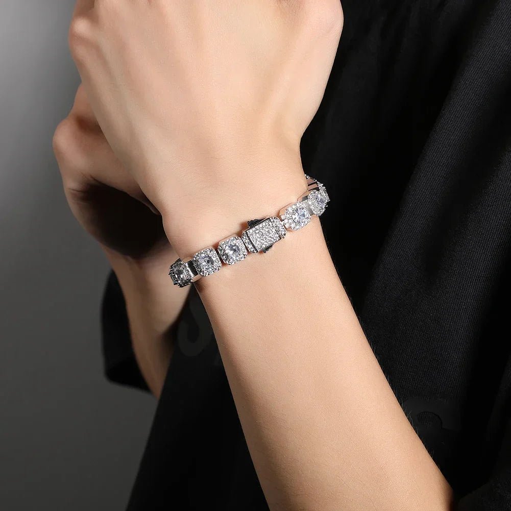 10mm Square Clustered Men's Bracelet - icegang.us