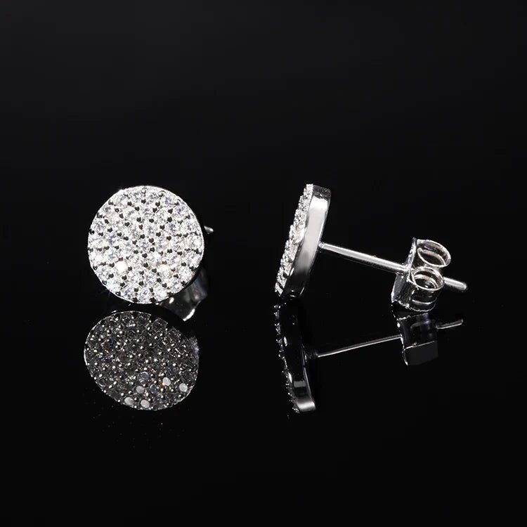 Men's Sterling Silver Moissanite Round Stud Earrings - icegang.us