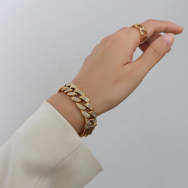 Men's Gold Moissanite Cuban Link Bracelet - icegang.us