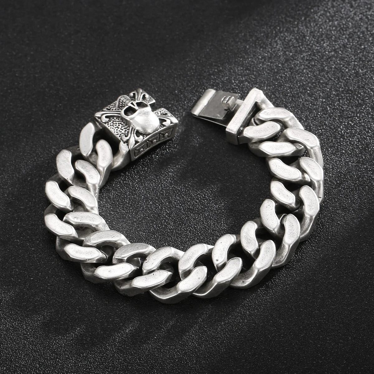 silver chunky cuban link bracelet hip hop jewelry textured background