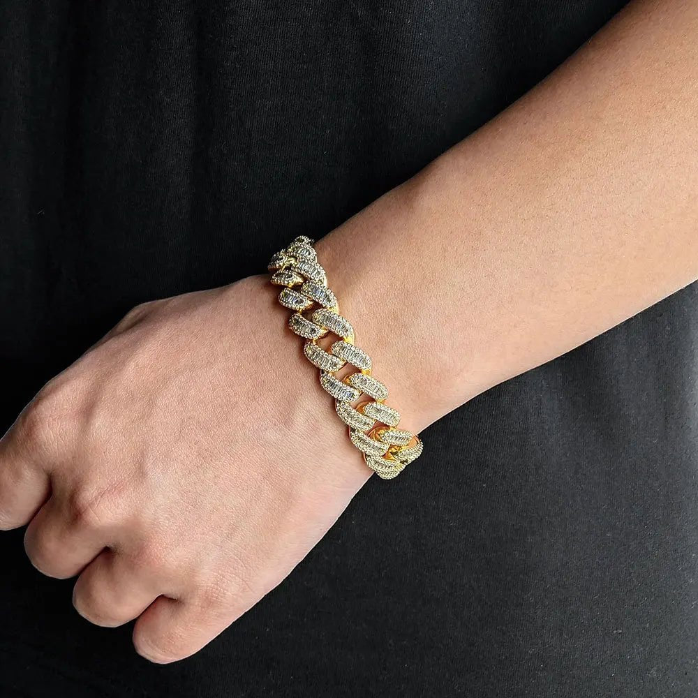 Men's Gold Moissanite Box Buckle Bracelet - icegang.us