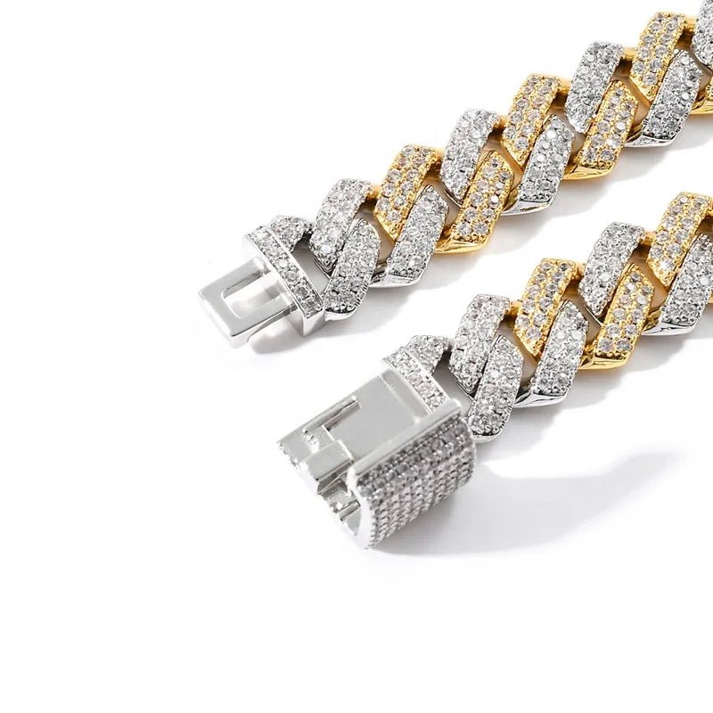 Two Tone Moissanite Cuban Link Bracelet - icegang.us