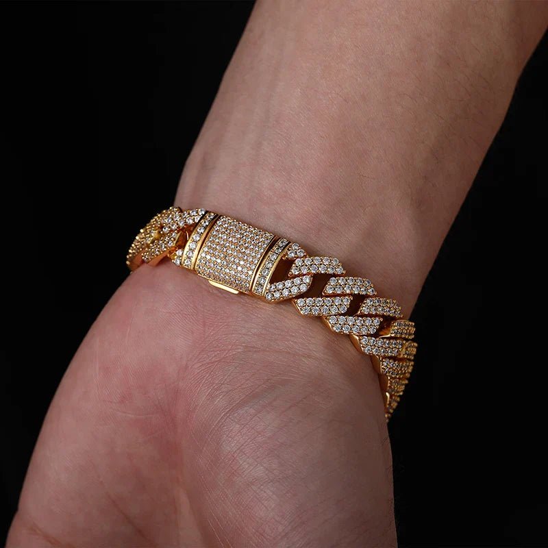 Men's Gold Moissanite Miami Cuban Link Bracelet - icegang.us