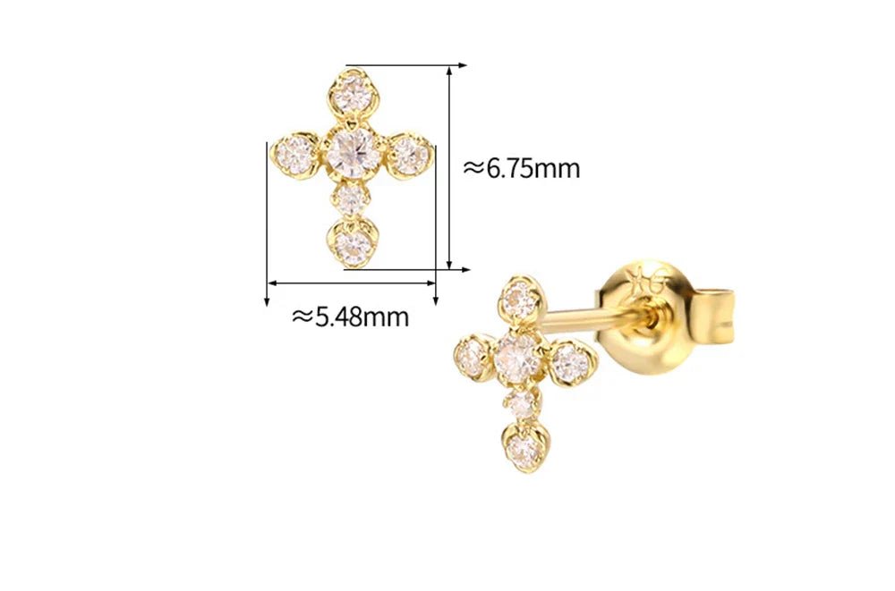 Men's Gold Moissanite Mini Cross Earrings - icegang.us