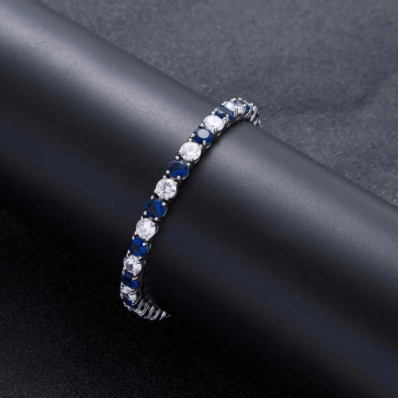 Men's Sterling Silver Blue Moissanite Tennis Bracelet - icegang.us