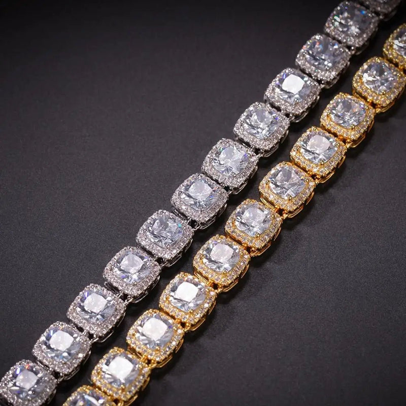 Men's Moissanite Square Clustered Tennis Chain - icegang.us