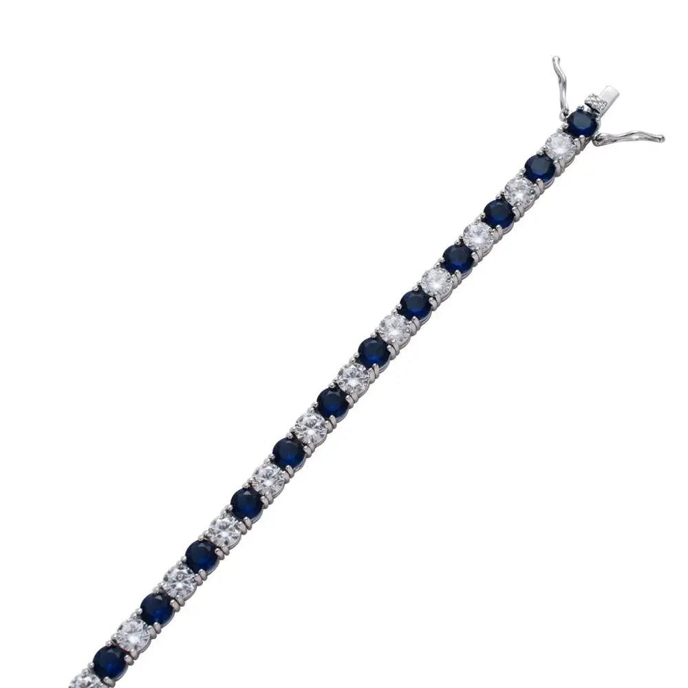 Men's Sterling Silver Blue Moissanite Tennis Bracelet - icegang.us
