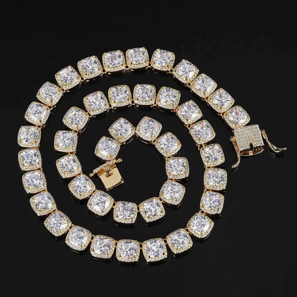 Men's Moissanite Square Clustered Tennis Chain - icegang.us