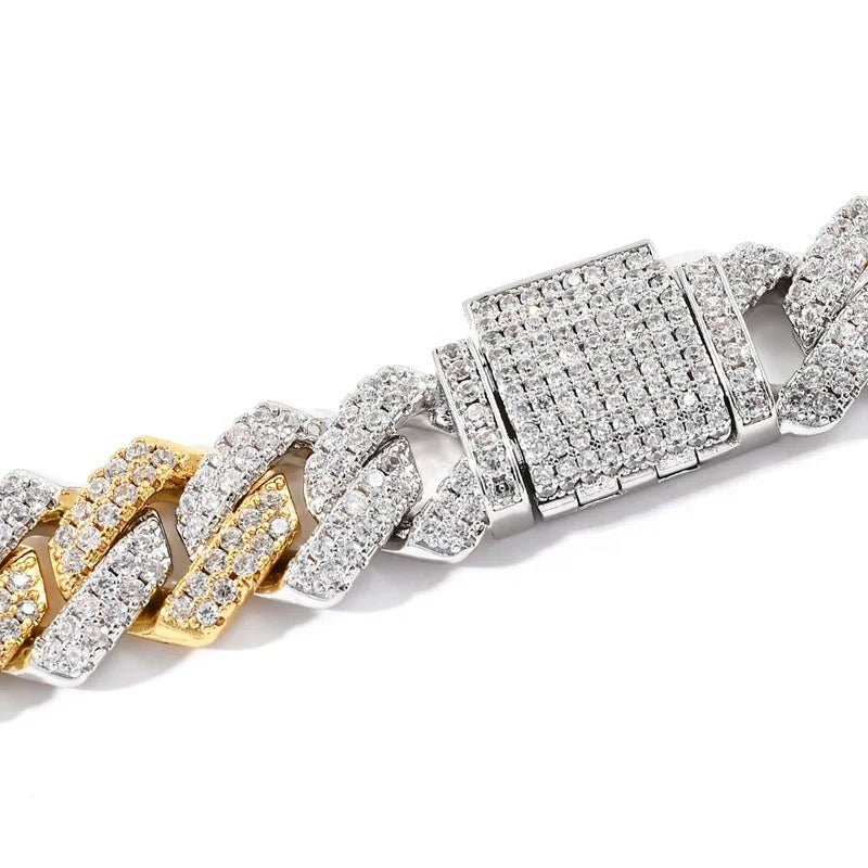 Two Tone Moissanite Cuban Link Bracelet - icegang.us