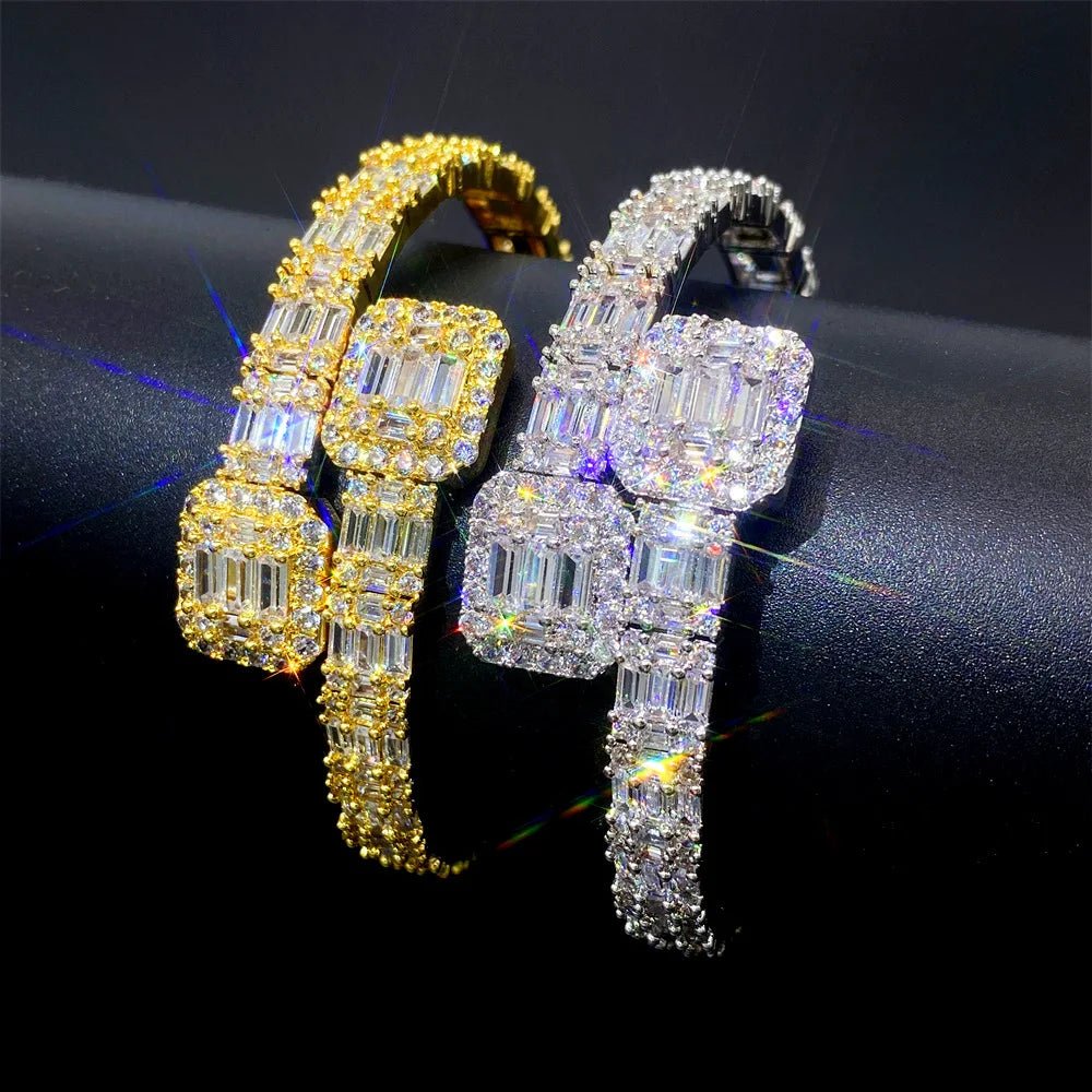 Men's Moissanite Baguette Cluster Bangle Bracelet - icegang.us