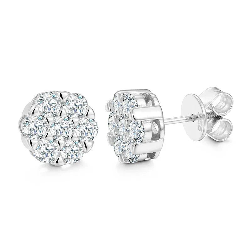 Men's White Gold Moissanite Screw Back Earrings - icegang.us