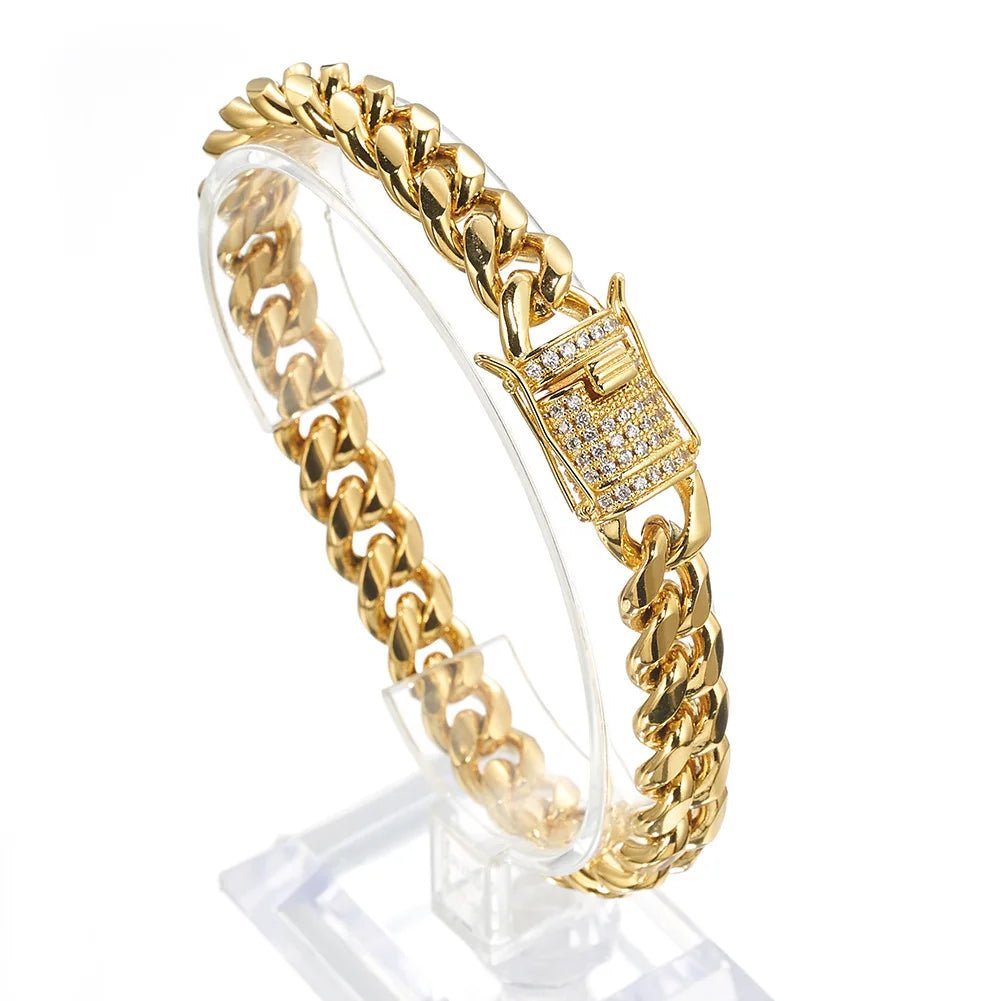 Men's Gold Moissanite Cuban Link Bracelet - icegang.us