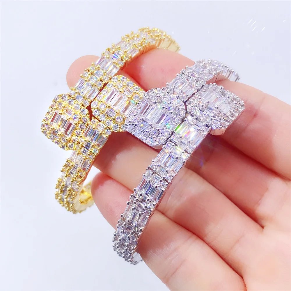 Men's Moissanite Baguette Cluster Bangle Bracelet - icegang.us