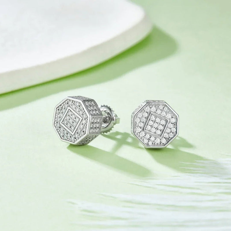 Men's Silver Moissanite Stud Earrings - icegang.us