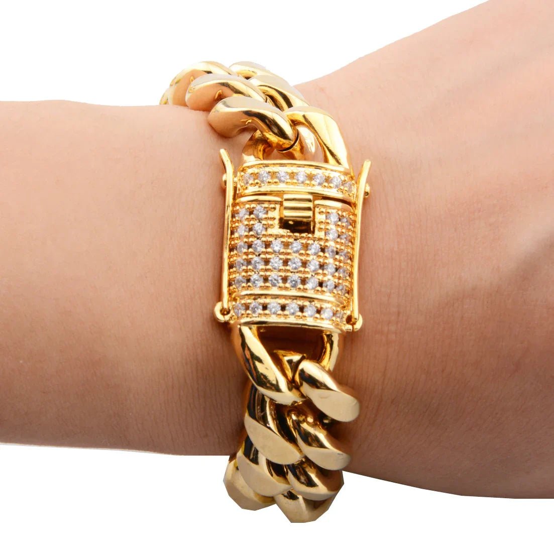 Men's Gold Moissanite Cuban Link Bracelet - icegang.us