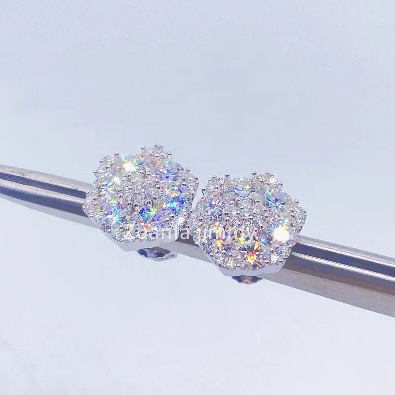 Men's Sterling Silver Moissanite Stud Earrings - icegang.us