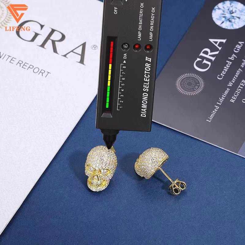 Moissanite Paved Skull Earrings - icegang.us