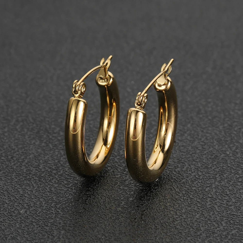 Men's Plain Mini Thick Hoop Earrings - icegang.us