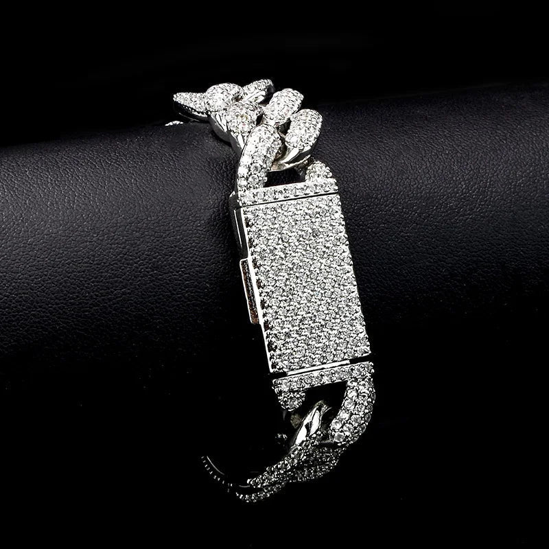 Men's White Gold Moissanite Cuban Link Bracelet - icegang.us