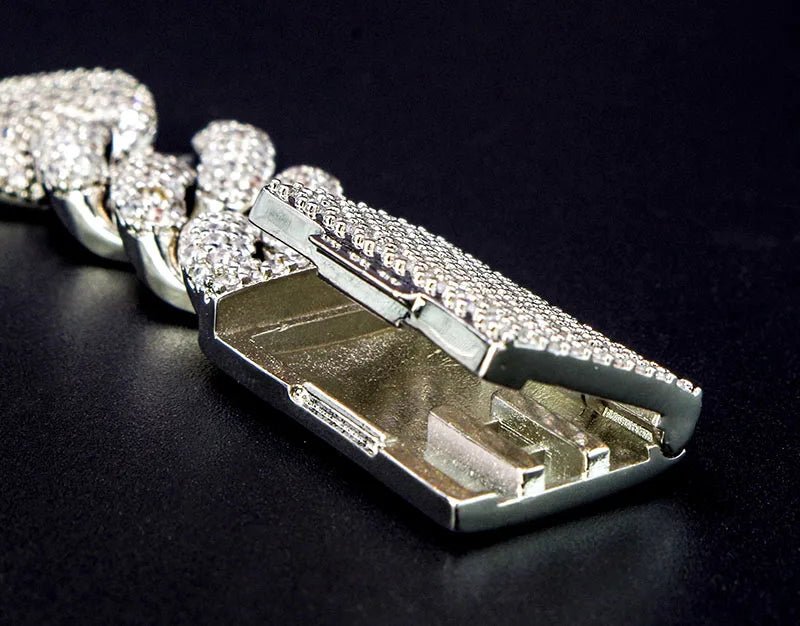 Men's White Gold Moissanite Cuban Link Bracelet - icegang.us