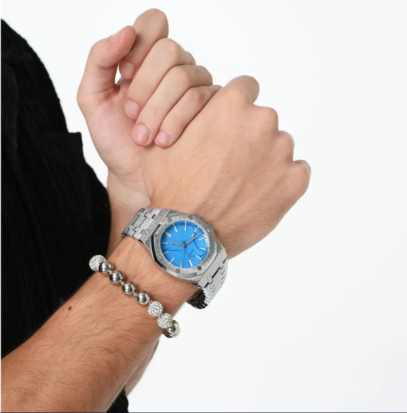 【Best Seller】ICEGANG Waffle Turquoise Stone Disc Series Watch