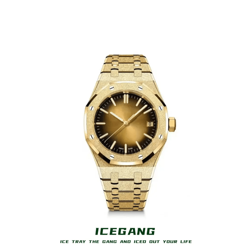 ICEGANG original salted egg yolk gradient frosted gold watch sun pattern gold watch unisex watch - icegang.us