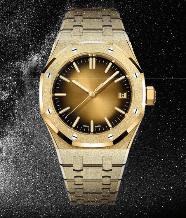 ICEGANG original salted egg yolk gradient frosted gold watch sun pattern gold watch unisex watch - icegang.us