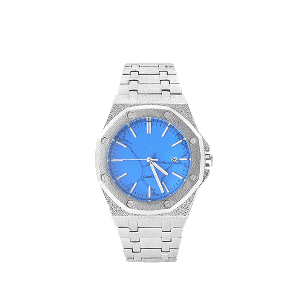 icegang waffle turquoise dial watch silver luxury statement watch white background
