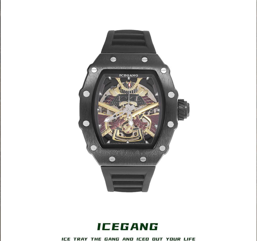ICEGANG Chaos Warrior Silver Swordsman Mechanical Watch Unisex Automatic Movement Niche Barrel Watch Personality