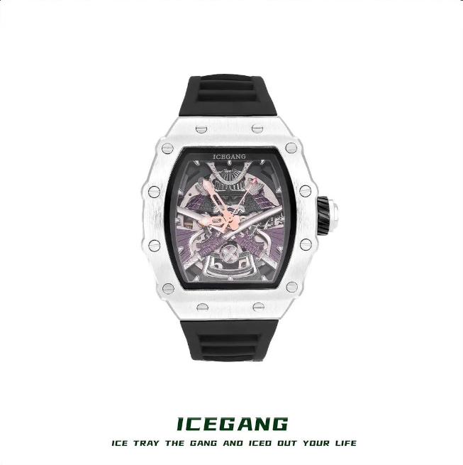 ICEGANG Chaos Warrior Silver Swordsman Mechanical Watch Unisex Automatic Movement Niche Barrel Watch Personality