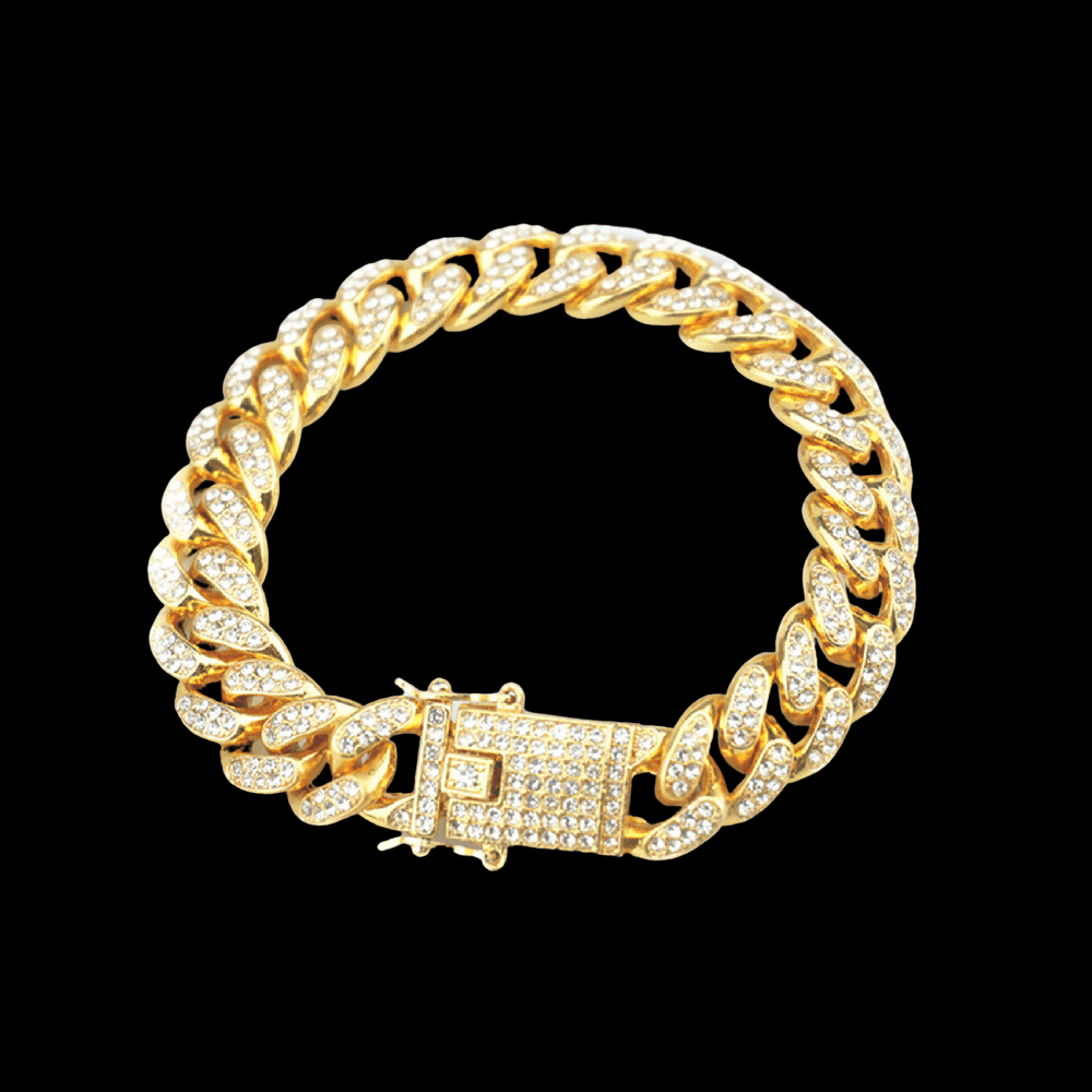 Men's Gold Moissanite Cuban Link Bracelet - icegang.us