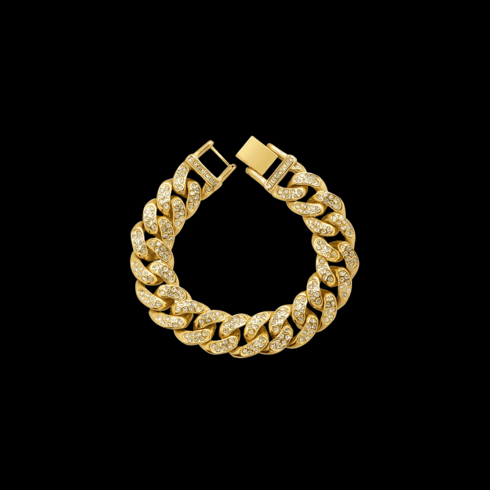 Men's Gold Moissanite Cuban Link Bracelet - icegang.us